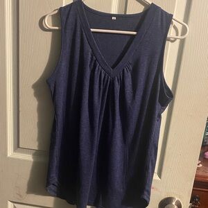 Navy V-Neck Sleeveless Women's Top
